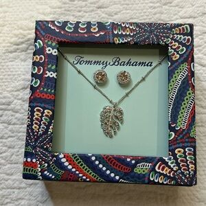 Tommy Bahama Monstera Necklace and earring set. NIOP